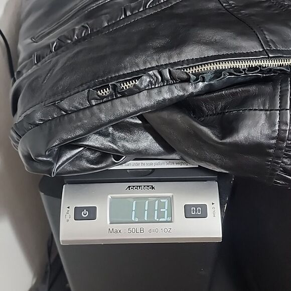 Kenna-T black leather moto ruffled leather jacket size large - Picture 11 of 11